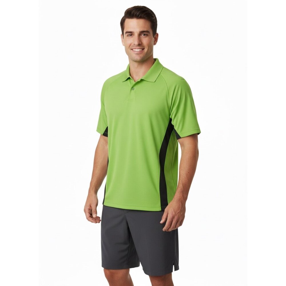 Izod Mens Green & Black‎ Polo Shirt XL Moisture-Wicking Performance Short Sleeve